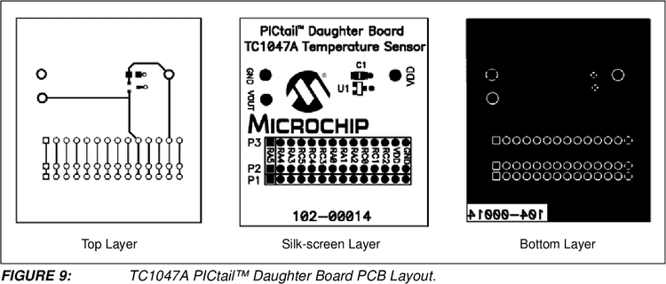 technical drawing of a TC1047A temp sensor